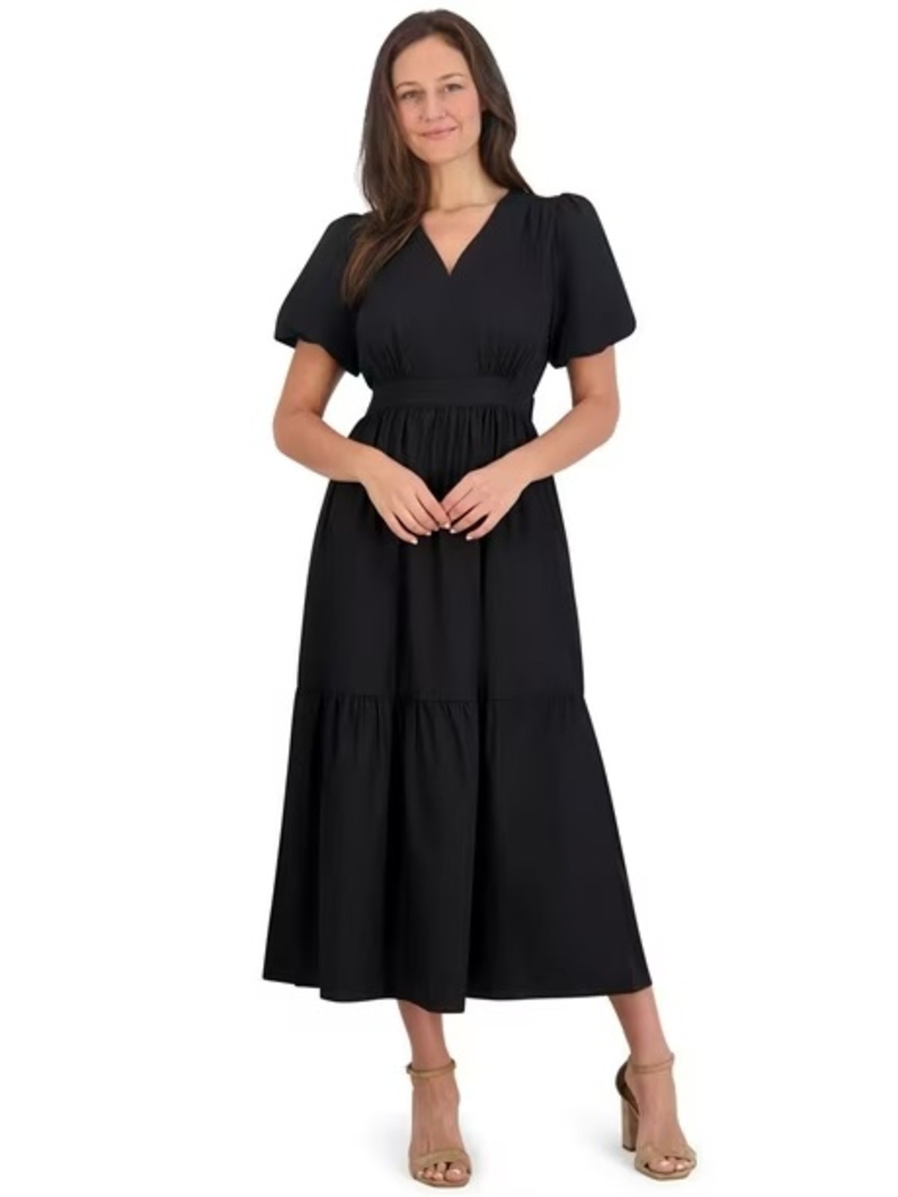 NWT French Connection Black Puff Sleeve Midi Dress - Picture 4 of 10